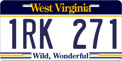 WV license plate 1RK271