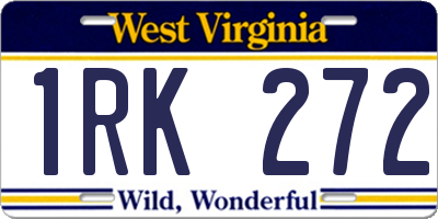 WV license plate 1RK272