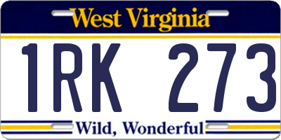 WV license plate 1RK273