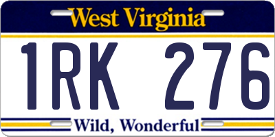 WV license plate 1RK276