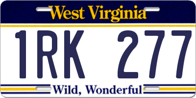 WV license plate 1RK277