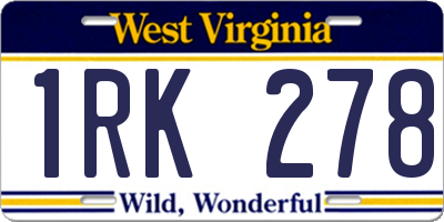 WV license plate 1RK278