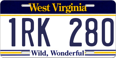 WV license plate 1RK280