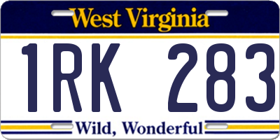 WV license plate 1RK283