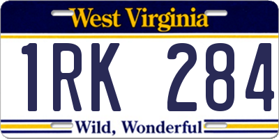 WV license plate 1RK284