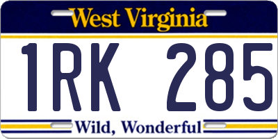 WV license plate 1RK285
