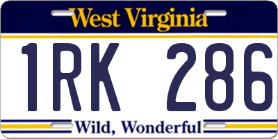 WV license plate 1RK286
