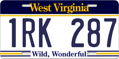 WV license plate 1RK287
