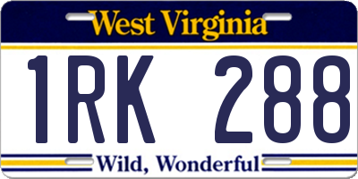 WV license plate 1RK288