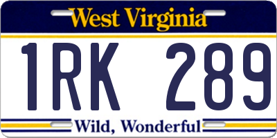 WV license plate 1RK289