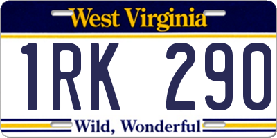 WV license plate 1RK290