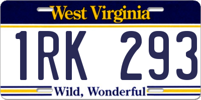 WV license plate 1RK293