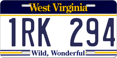 WV license plate 1RK294