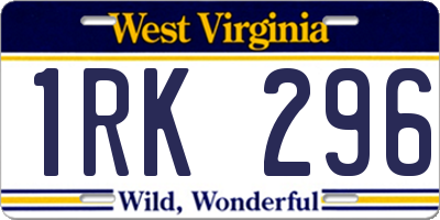 WV license plate 1RK296