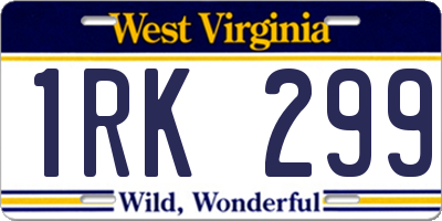 WV license plate 1RK299
