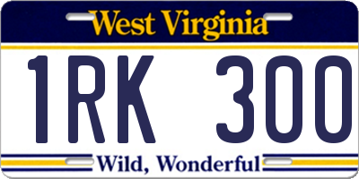 WV license plate 1RK300