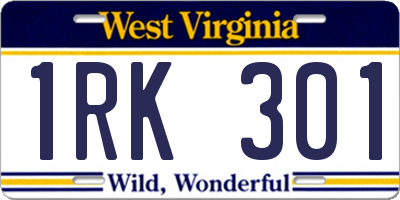 WV license plate 1RK301