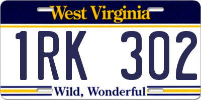 WV license plate 1RK302