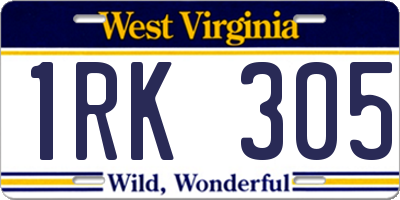 WV license plate 1RK305