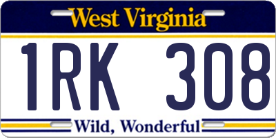 WV license plate 1RK308