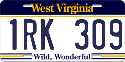 WV license plate 1RK309