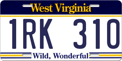 WV license plate 1RK310