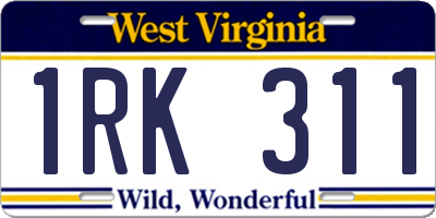 WV license plate 1RK311