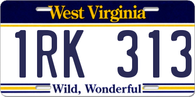 WV license plate 1RK313