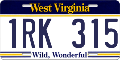 WV license plate 1RK315