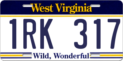 WV license plate 1RK317