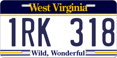 WV license plate 1RK318