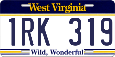 WV license plate 1RK319