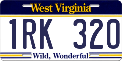 WV license plate 1RK320