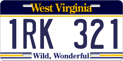 WV license plate 1RK321