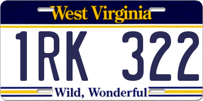 WV license plate 1RK322