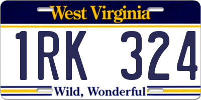WV license plate 1RK324