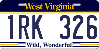 WV license plate 1RK326