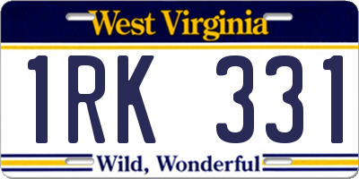 WV license plate 1RK331