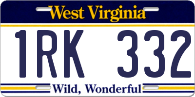 WV license plate 1RK332