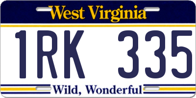 WV license plate 1RK335