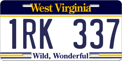 WV license plate 1RK337