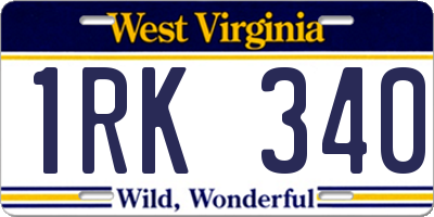 WV license plate 1RK340