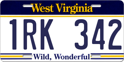 WV license plate 1RK342