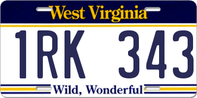 WV license plate 1RK343