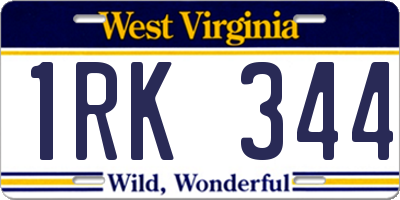 WV license plate 1RK344