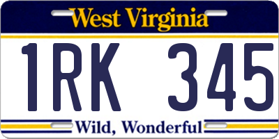 WV license plate 1RK345