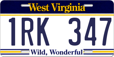 WV license plate 1RK347