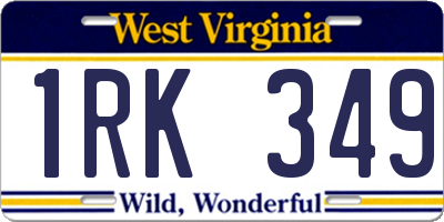WV license plate 1RK349