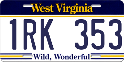 WV license plate 1RK353