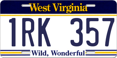 WV license plate 1RK357